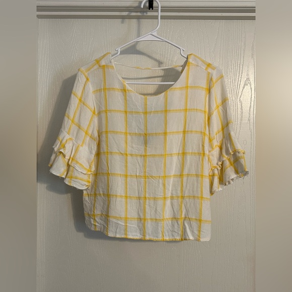 Forever 21 | Yellow Checkered Blouse | Size Medium - Picture 3 of 3